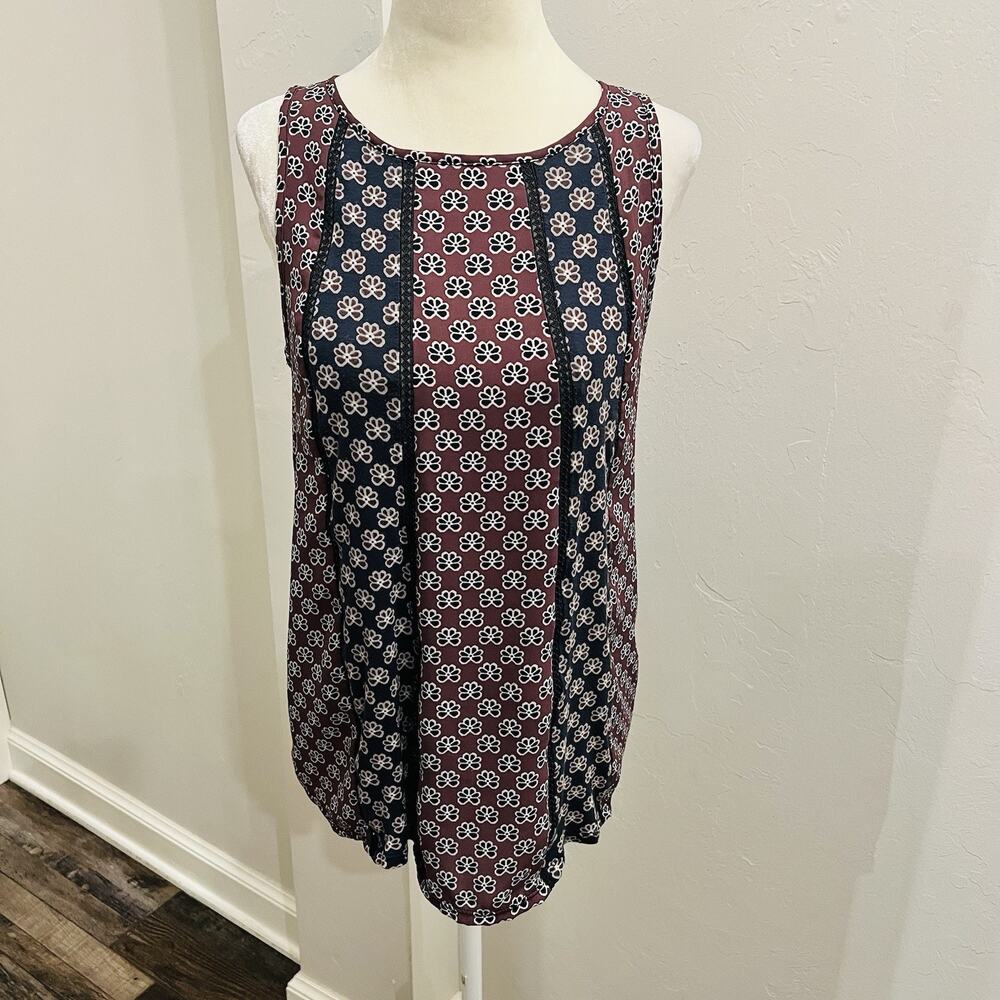 Ann Taylor Loft Sleeveless Purple Patchwork Floral Lace Women's S Top (A0132)